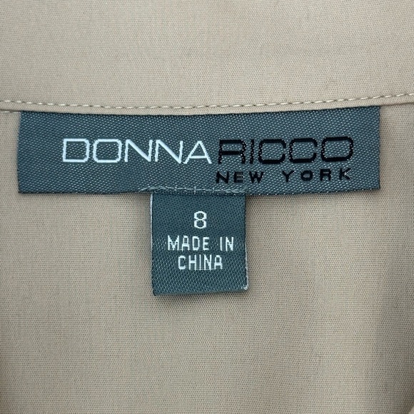 Vtg Donna Ricco Tan True Wrap Dress 8 V-Neck 3/4 Sleeves Full Pleated A-Line - Picture 5 of 12